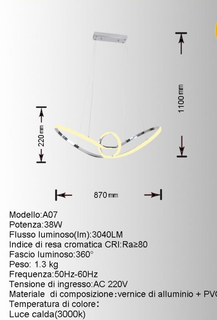 Lampadario LED Moderno FIOCCO 38W A07