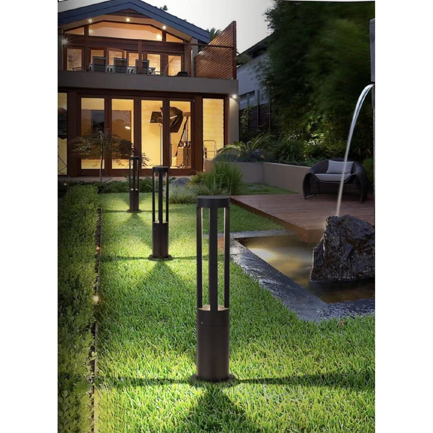 Lampada da giardino IP65 12W per esterno, bollard light in alluminio+vetro, 600lm, 3000K/4000K/6500K – Serie ES28