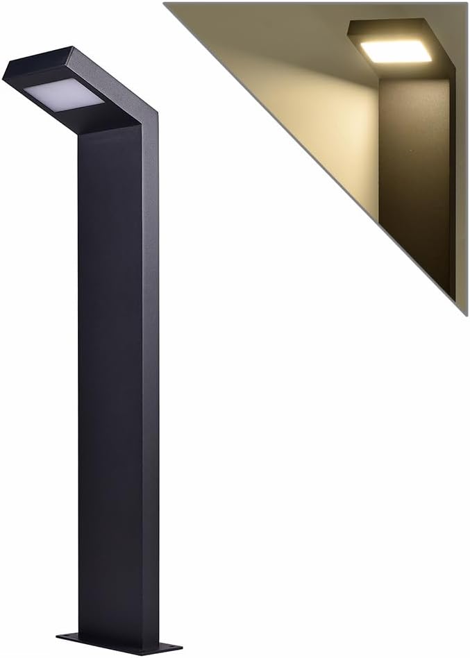 Lampione da Giardino Moderno 10W, Paletto Luce LED Esterno 4000K, IP54 Impermeabile, H580mm, Lampada da Esterno per Vialetti, Cortile, Giardino – Alluminio 954PA-H580