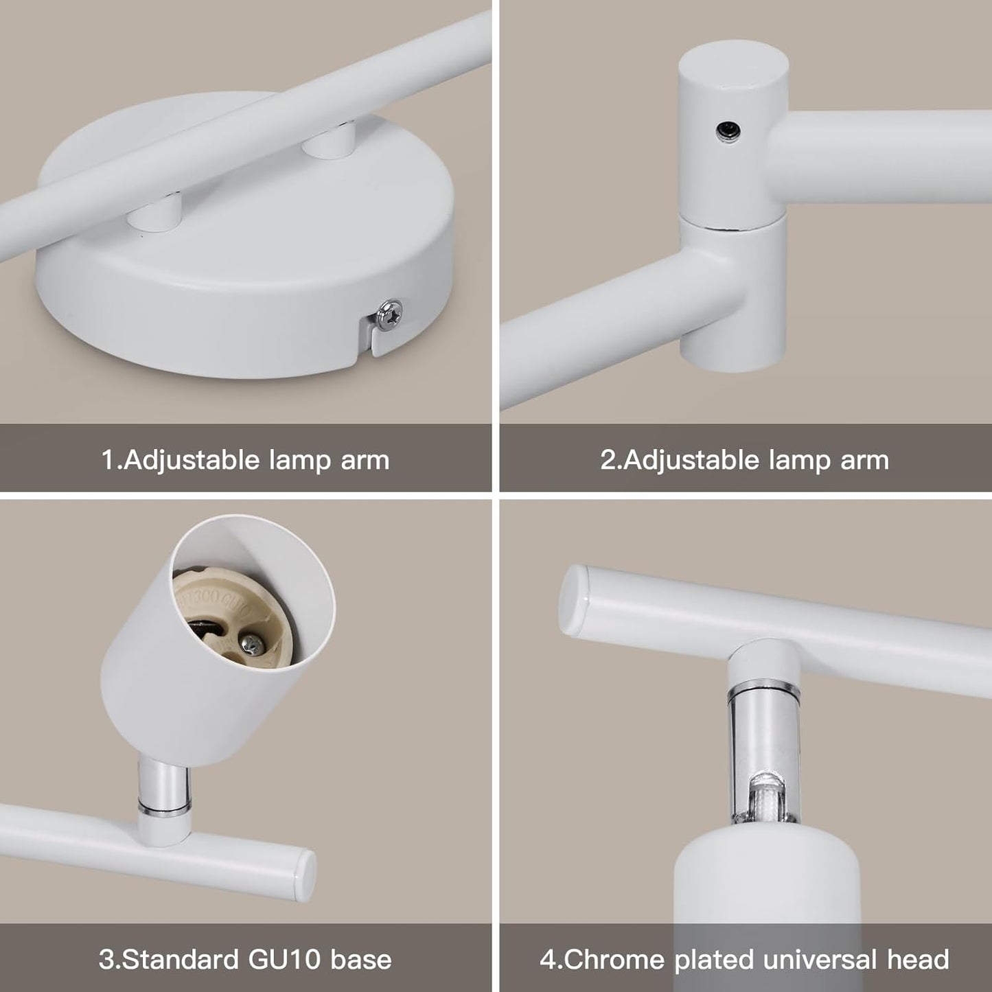 Plafoniera a Soffitto con Faretti Orientabili GU10 in Metallo, Lampada da Interno Moderna per Soggiorno Cucina Corridoio, Attacco GU10 – PN-17B