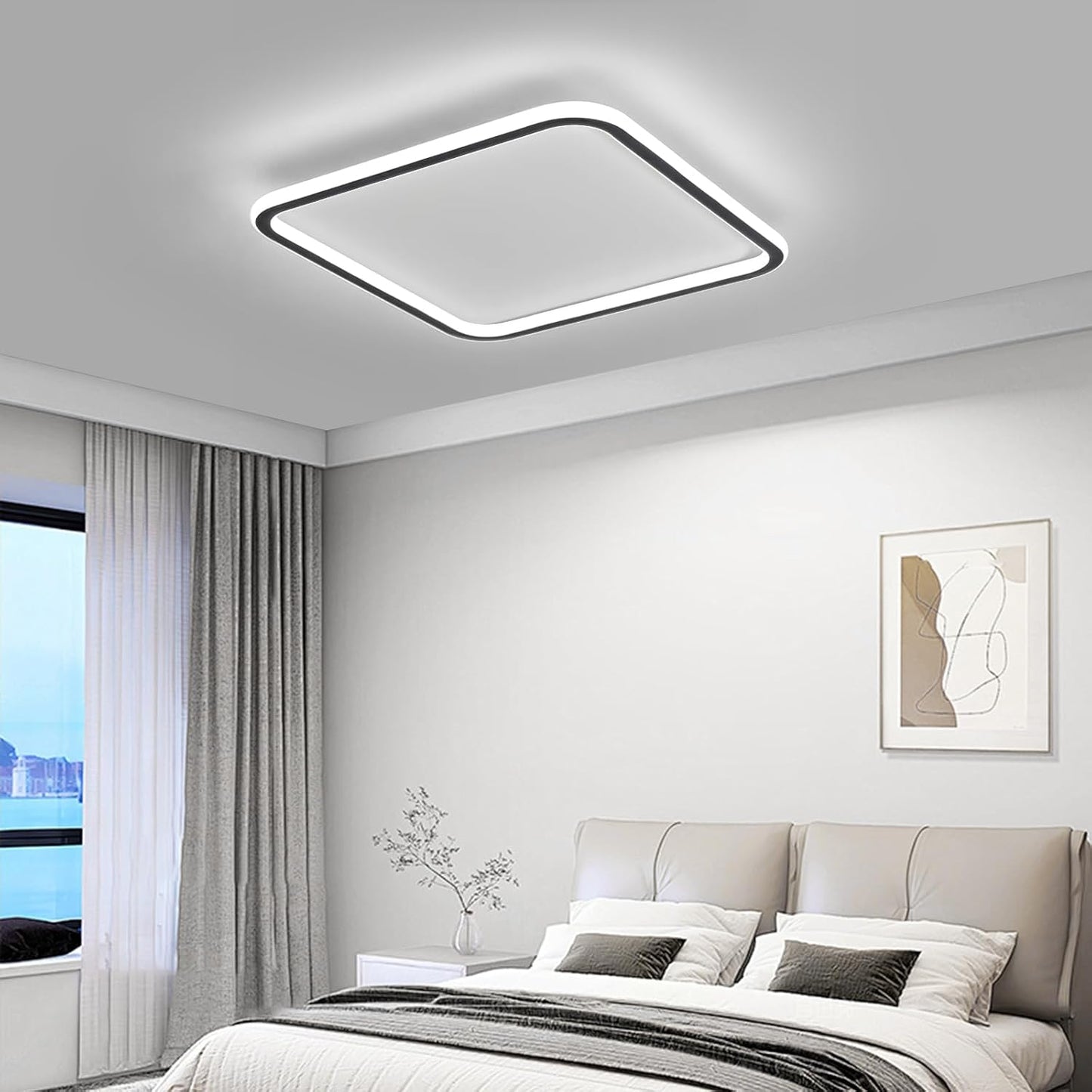 TEKHOME Lampada da soffitto a LED, diametro 50 cm, quadrata, moderna, 3COLORE 4000LM, acrilico, per camera da letto, cucina, sala da pranzo, illuminazione a LED a risparmio C12-3C