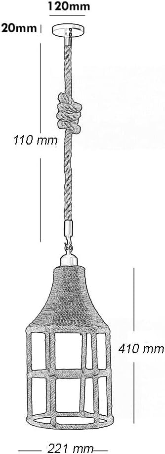 Lampadario a sospensione con paralume a campana in corda di canapa stile vintage retrò lampada E27 arredo casa A41-1