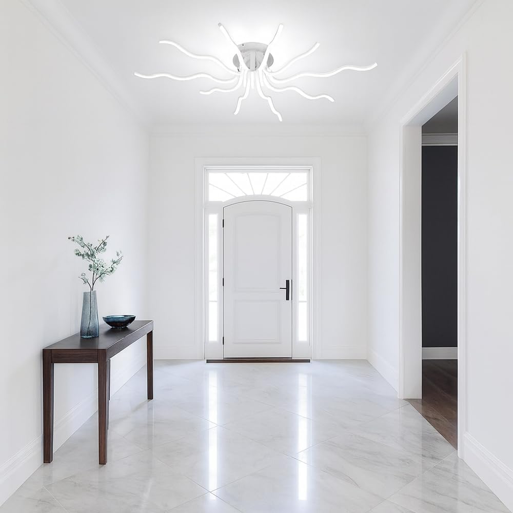 Plafoniera LED 56W Moderna a Soffitto, Luce CCT 3000K-4000K-6500K Selezionabile, Design Creativo Bianco, Lampada da Soffitto per Soggiorno Camera da Letto, PN-35B3C