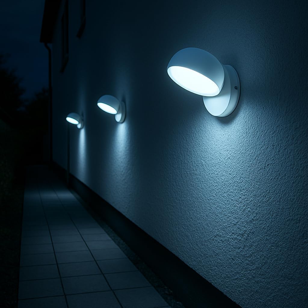 Applique LED da Esterno 12W IP54, Lampada da Parete Moderna Rotonda in Alluminio e Vetro, 720LM, Impermeabile per Facciata, Balcone e Giardino 570
