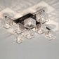TEKHOME Lampadario da Soffitto 8 Luci E27, Stile Moderno Quadrato in Cristallo, Attacco E27 Max 60W, Struttura in Metallo Nero, Senza Lampadine, per Soggiorno Sala da Pranzo Interni C28-8