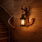 TEKHOME Applique da Muro Vintage in Legno a Forma di Ancora, Portalampada E27, Design Industriale Rustico con Vetro, Lampada da Parete Interni per Ristorante, Soggiorno e Corridoio – Modello E54