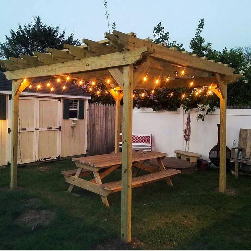 Catena Luminosa E27 Esterno IP54 con Portalampada, Collegabile, per Giardino Terrazzo Festa – Varianti 10 e 15 Luci Nero/Bianco P01-S01