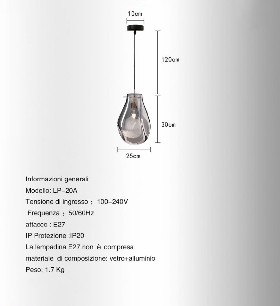 Lampade a Sospensione in Vetro colorato Lampadario Semplice e Moderno in Ferro Illuminazione a Sospensione per Bar Ristorante Portico Corridoio Lampada a Sospensione E27 Base LP-20A