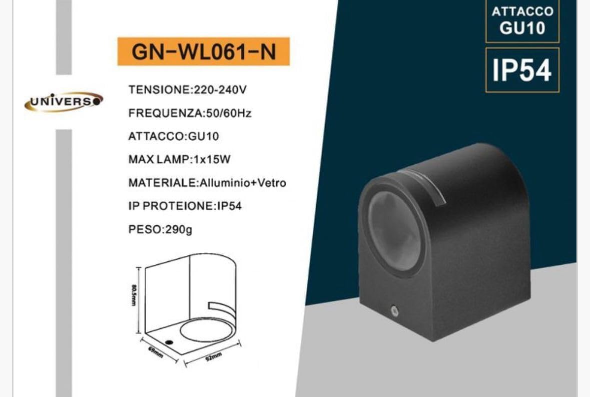 Applique da Esterno GU10 IP54 – Lampada da Parete Moderna in Alluminio per Esterno e Interno, Senza Lampadina, Compatibile con LED GU10, Design Rotondo, 1x15W Max GN-WL061