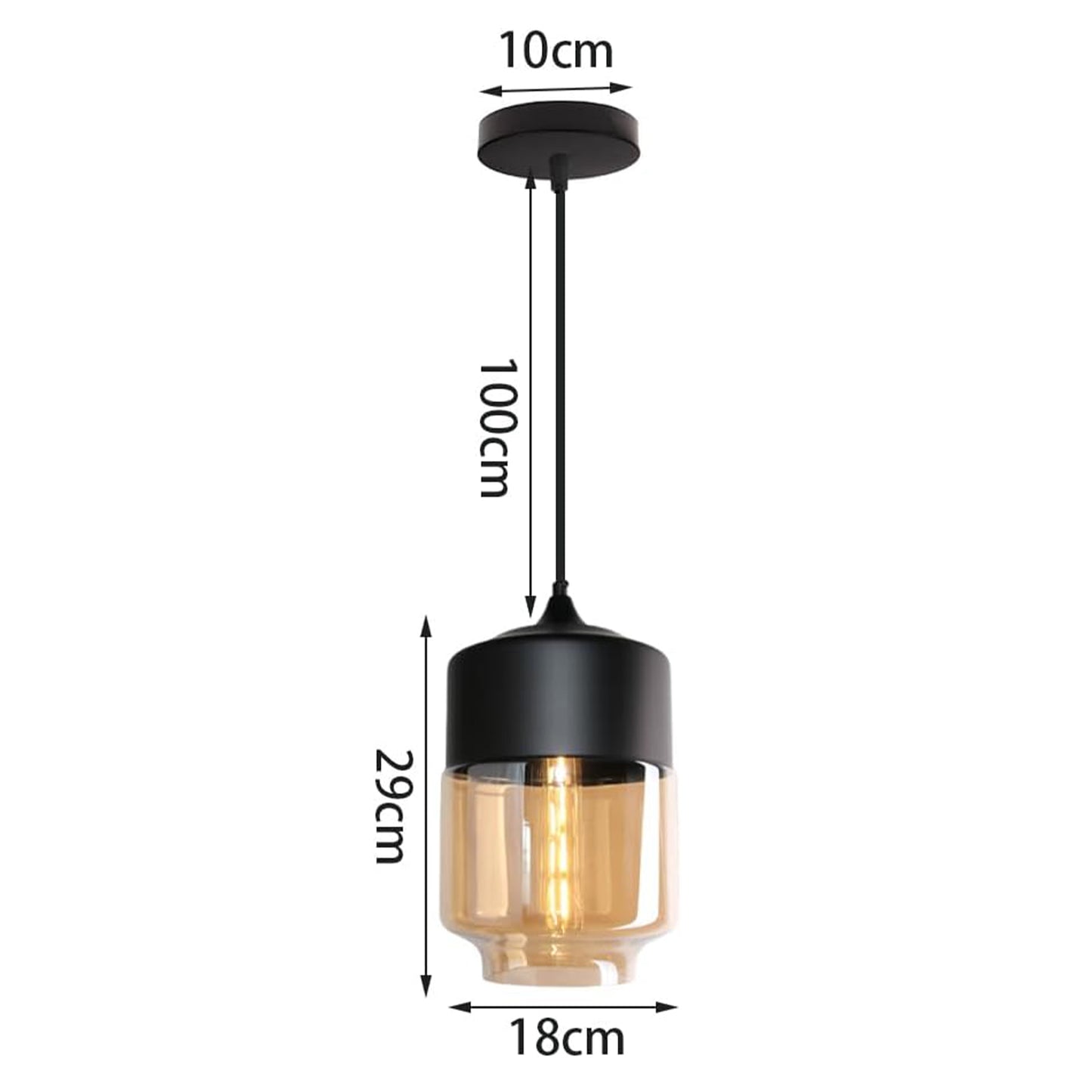 Lampadario a Sospensione E27 in Vetro e Metallo Stile Moderno Industriale, Luce Decorativa per Soggiorno Sala da Pranzo Camera da Letto – LP-14N