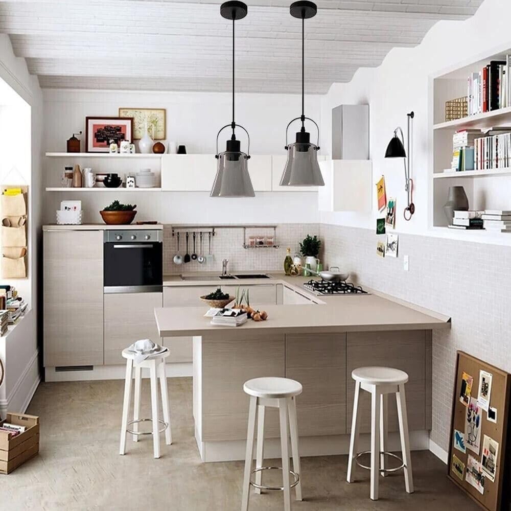 Lampadario a sospensione paralume in metallo e vetro porta lampadina E27 moderno LP-90