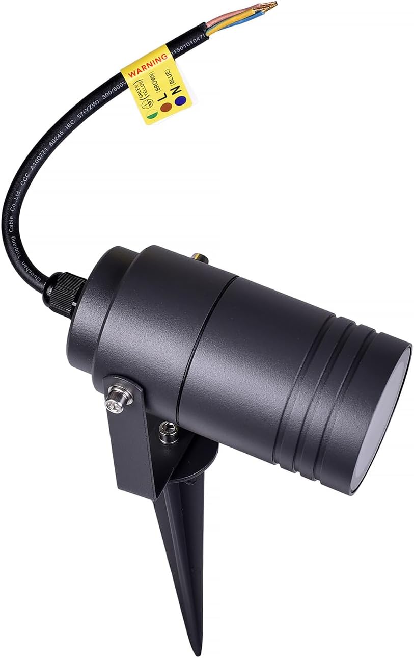 Faretto da Giardino con Picchetto GU10, IP65 Impermeabile, Orientabile, Corpo in Alluminio, Spot da Esterno per Giardino/Siepi/Vialetti – Attacco GU10 (Lampadina Non Inclusa) 837WA-B80-G