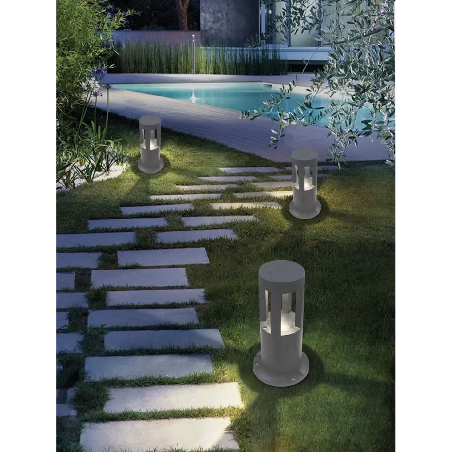 Lampada da Giardino LED IP65 12W 600LM | Paletto Luminoso per Esterno in Alluminio | Luce Calda/Naturale/Fredda | Grigio – Serie ES59
