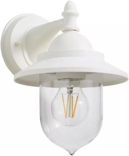 Applique da Esterno E27 IP44, Lampada da Parete Classica in Alluminio e PC, Attacco E27 (Lampadina no), Impermeabile per Facciata, Balcone e Giardino - Bianco/Grigio B247