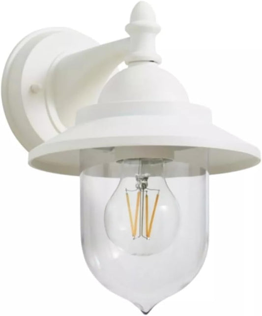 Applique da Esterno E27 IP44, Lampada da Parete Classica in Alluminio e PC, Attacco E27 (Lampadina no), Impermeabile per Facciata, Balcone e Giardino - Bianco/Grigio B247