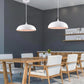 Lampadario a sospensione stile contemporaneo in metallo pendente a cupola attacco E27 luce tavolo cucina di colore nero o bianco Ø35 cm  B90