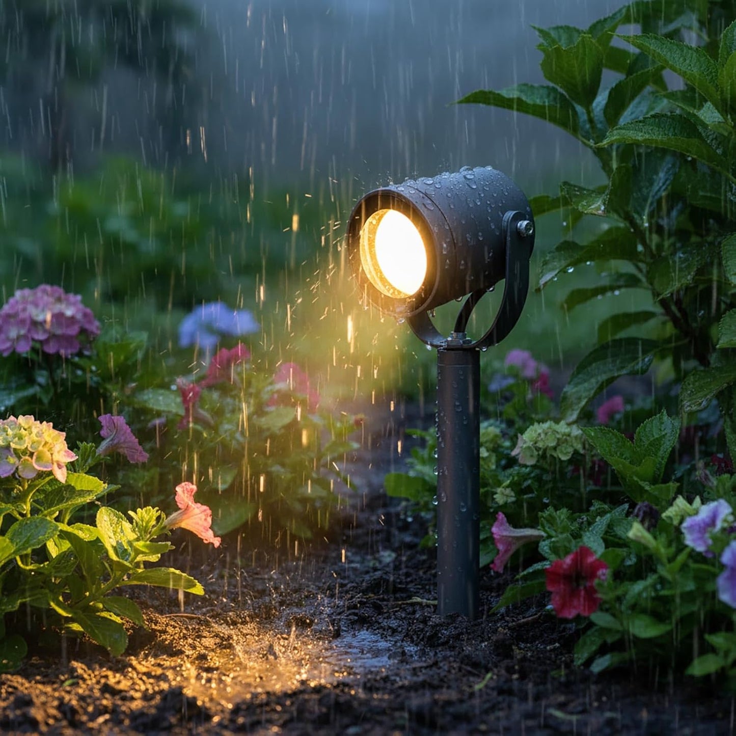 Faretto da Giardino con Picchetto IP54, Attacco GU10, Orientabile, Impermeabile, in Alluminio, Ideale per Esterno, Piante e Vialetti – Modello PS-01G