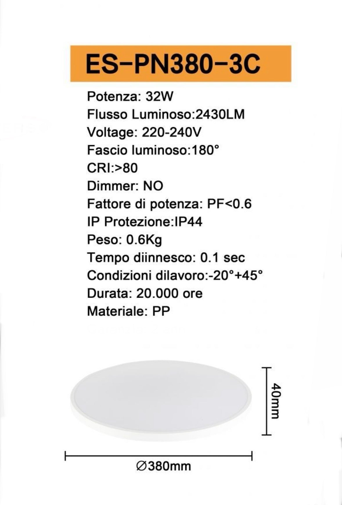 TEKHOME Plafoniera LED 18/32/42W, Lampada da soffitto per bagno IP44, 1440/2430/3620 lumen, 3colore della luce per Bagno, Cucina, Balcone ES-PN