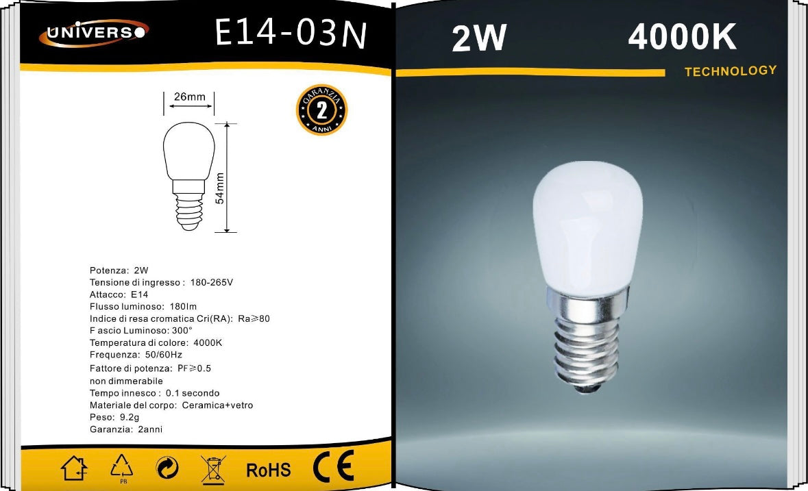 Lampadine LED E14 2W 180lm 10 Pezzi 4000K E14-03