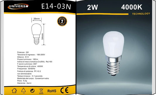 Lampadine LED E14 2W 180lm 10 Pezzi 4000K E14-03