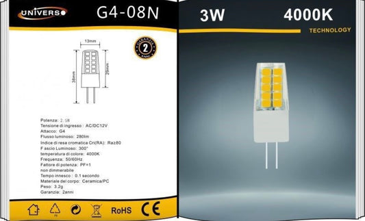 Lampadine LED G4 3W 280LM 12V 10 Pezzi G4-08