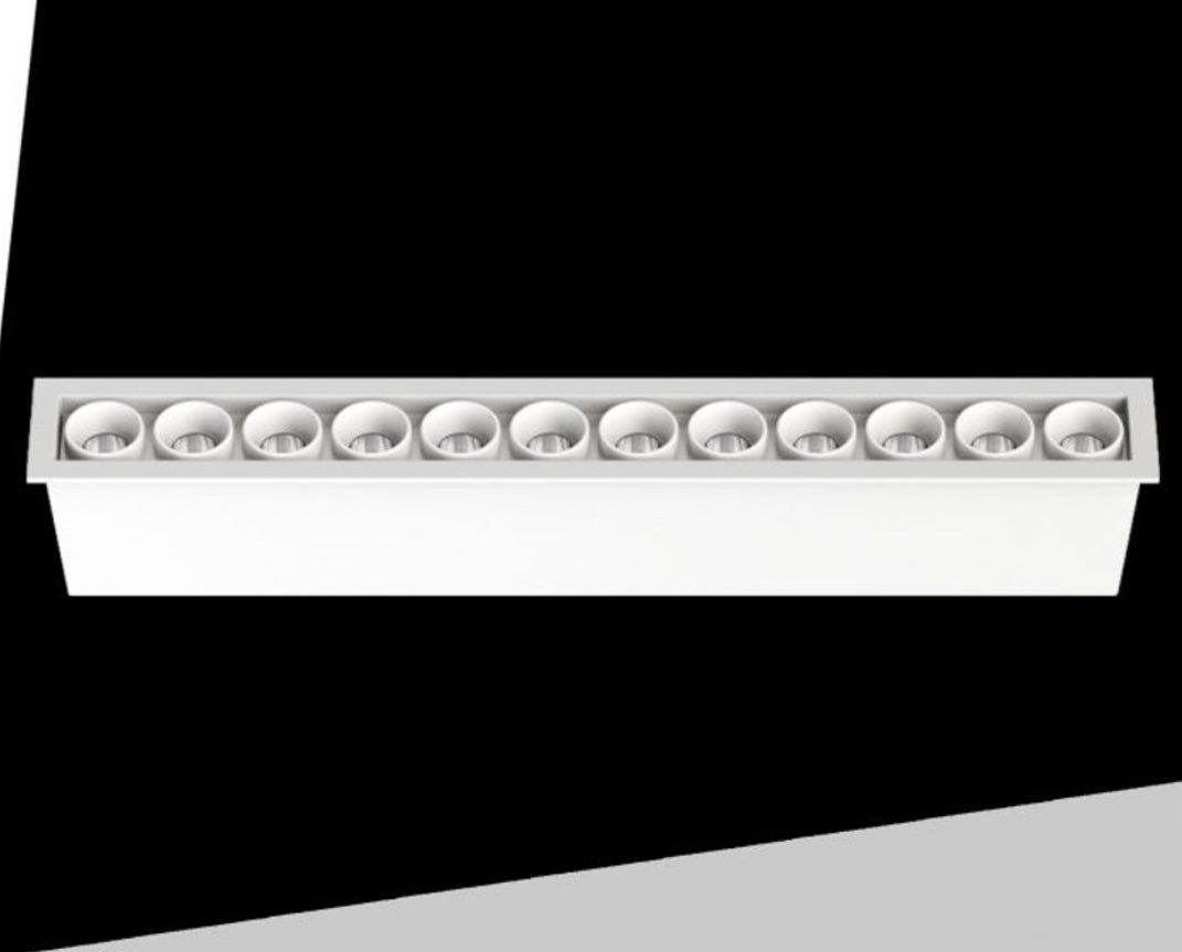 Faretto LED Lineare da Incasso 20W, CCT Switch 3000K/4000K/5700K, CRI≥90, UGR<13, Luce Antiriflesso, 12 LED, Faretto Rettangolare da Soffitto per Negozi, Uffici e Casa, Bianco/Nero, XTD-12