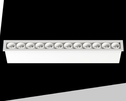 Faretto LED Lineare da Incasso 20W, CCT Switch 3000K/4000K/5700K, CRI≥90, UGR<13, Luce Antiriflesso, 12 LED, Faretto Rettangolare da Soffitto per Negozi, Uffici e Casa, Bianco/Nero, XTD-12