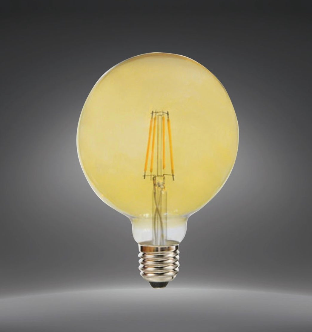 Lampadine LED E27 G125 8W, Confezione da 5 Pezzi, 800LM, Luce 2600K/3000K, Globo XL Ø125mm in Vetro Trasparente o Ambrato, Illuminazione a 360°, Basso Consumo Energetico, Modello G125