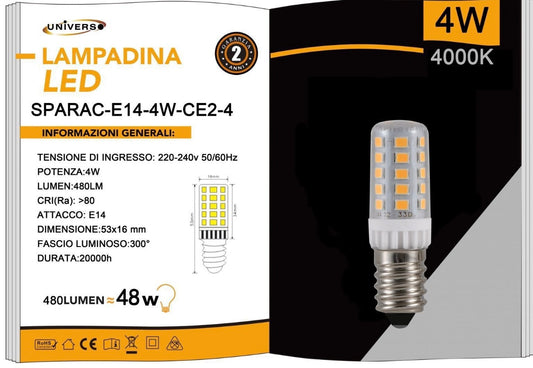 Lampadine LED E14 4W 480LM 4000K 10 Pezzi SPARAC-E14-4W-CE2-4