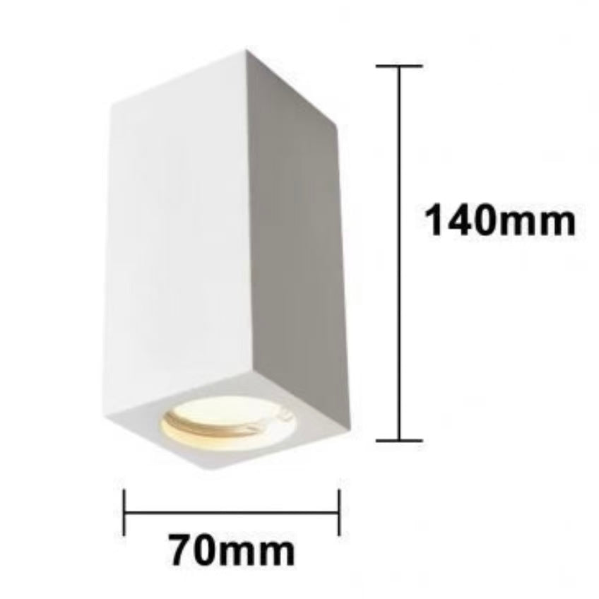 Portafaretto in Gesso da Soffitto GU10 – Plafoniera Cubica Bianca Verniciabile, Design Moderno, Incasso per Cartongesso GS-C140-Q