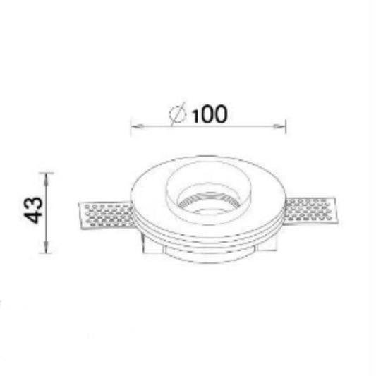 3PZ Portafaretto da Incasso in Gesso Verniciabile per Cartongesso, Attacco GU10, Ø100 mm, Bianco, Design Integrato a Scomparsa GS-09