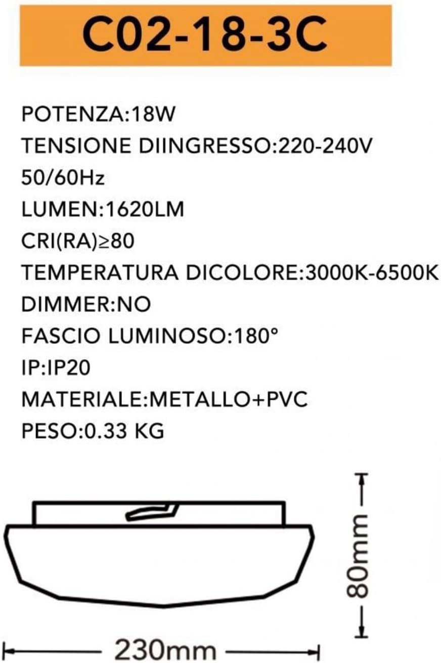 TEKHOME Plafoniera da soffitto forma diamante scocca a puntini trasparente da 18 24 e 36 watt con tecnologia CCT tre colorazione di luce con switch C02