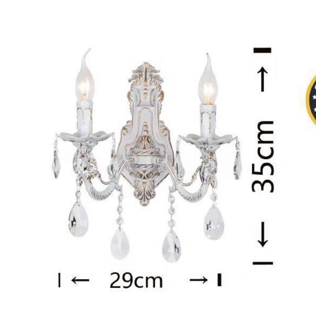 Applique da Parete Classica in Cristallo con Gocce – Lampada da Muro Stile Vintage Elegante per Camera e Salotto, Attacco E14 – E01-2