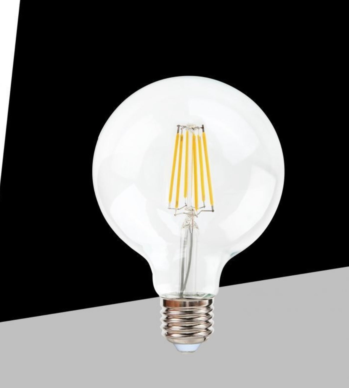 Lampadine LED E27 G80 12W, Confezione da 5 Pezzi, 1740LM, Luce 2700K/4000K/6500K, Globo in Vetro Trasparente Ø80mm, Illuminazione a 360°, Basso Consumo Energetico, Modello G80-12W