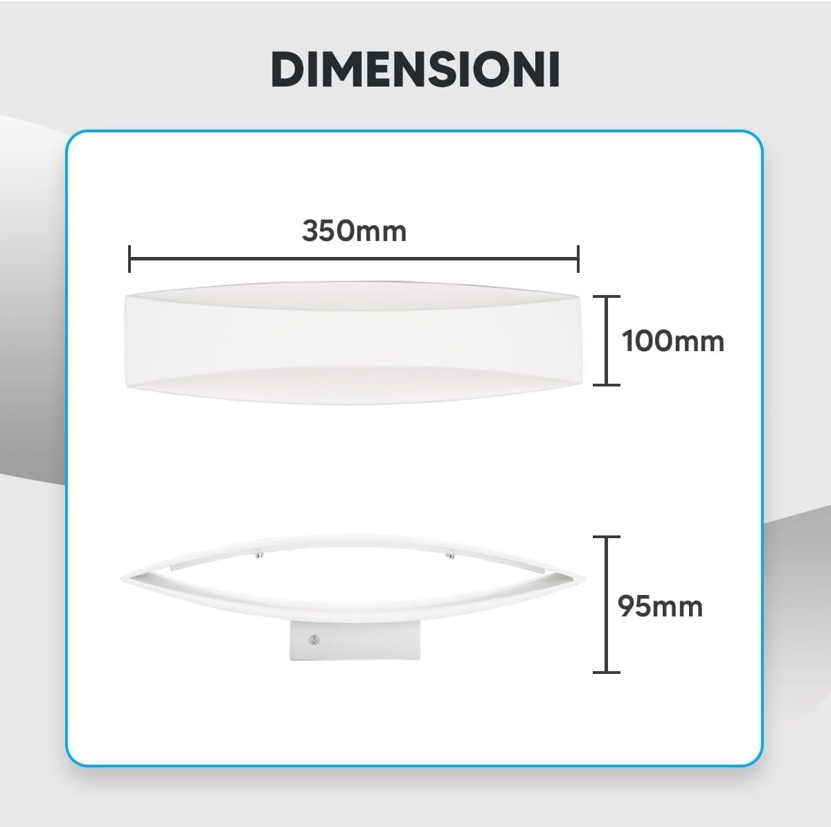 TEKHOME Applique da Muro LED 12W Bianca Sabbia, Lampada da Parete Rettangolare Moderna, 3000K-6500K Regolabile, Design Decorativo per Soggiorno Camera da Letto Corridoio E59-B3C