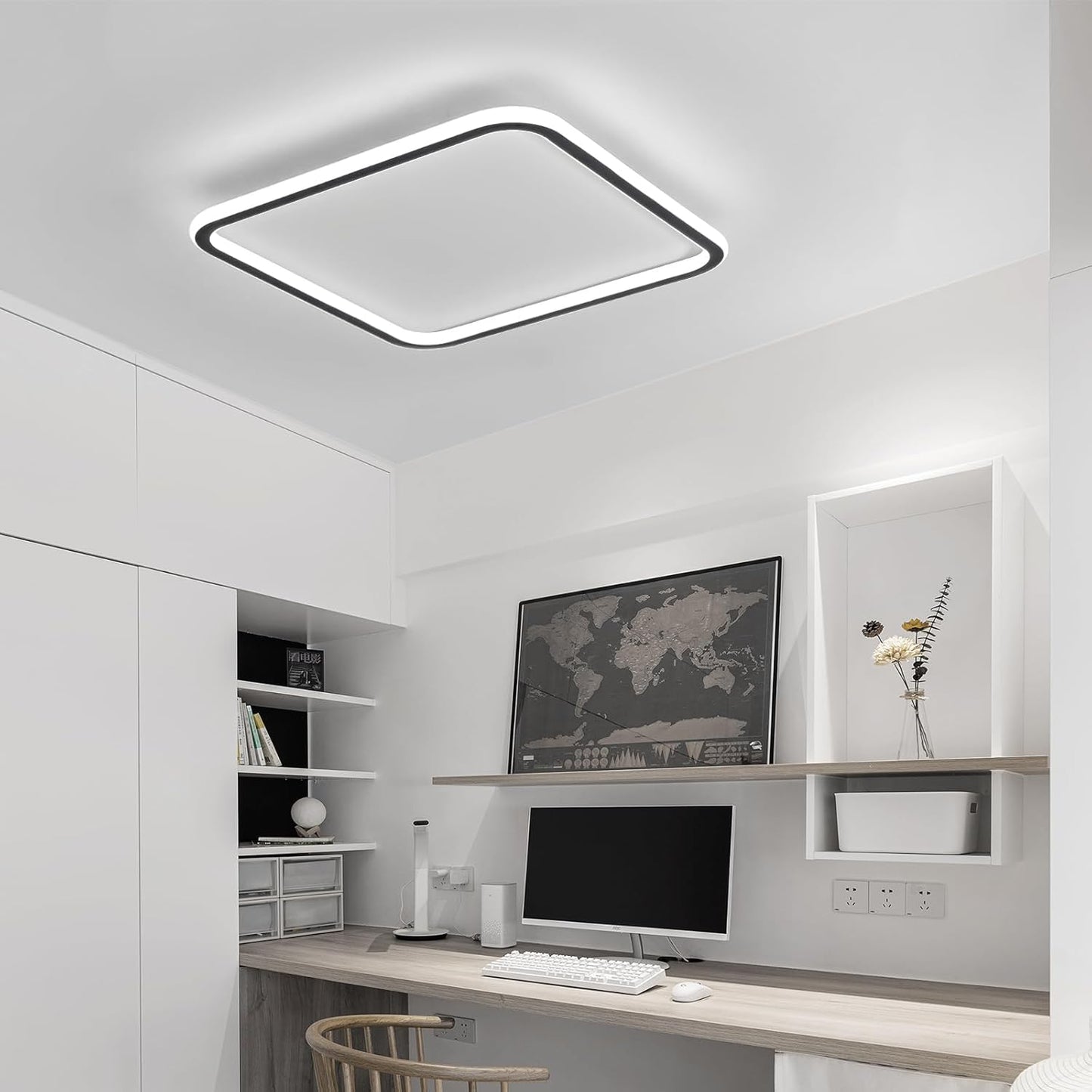 TEKHOME Lampada da soffitto a LED, diametro 50 cm, quadrata, moderna, 3COLORE 4000LM, acrilico, per camera da letto, cucina, sala da pranzo, illuminazione a LED a risparmio C12-3C