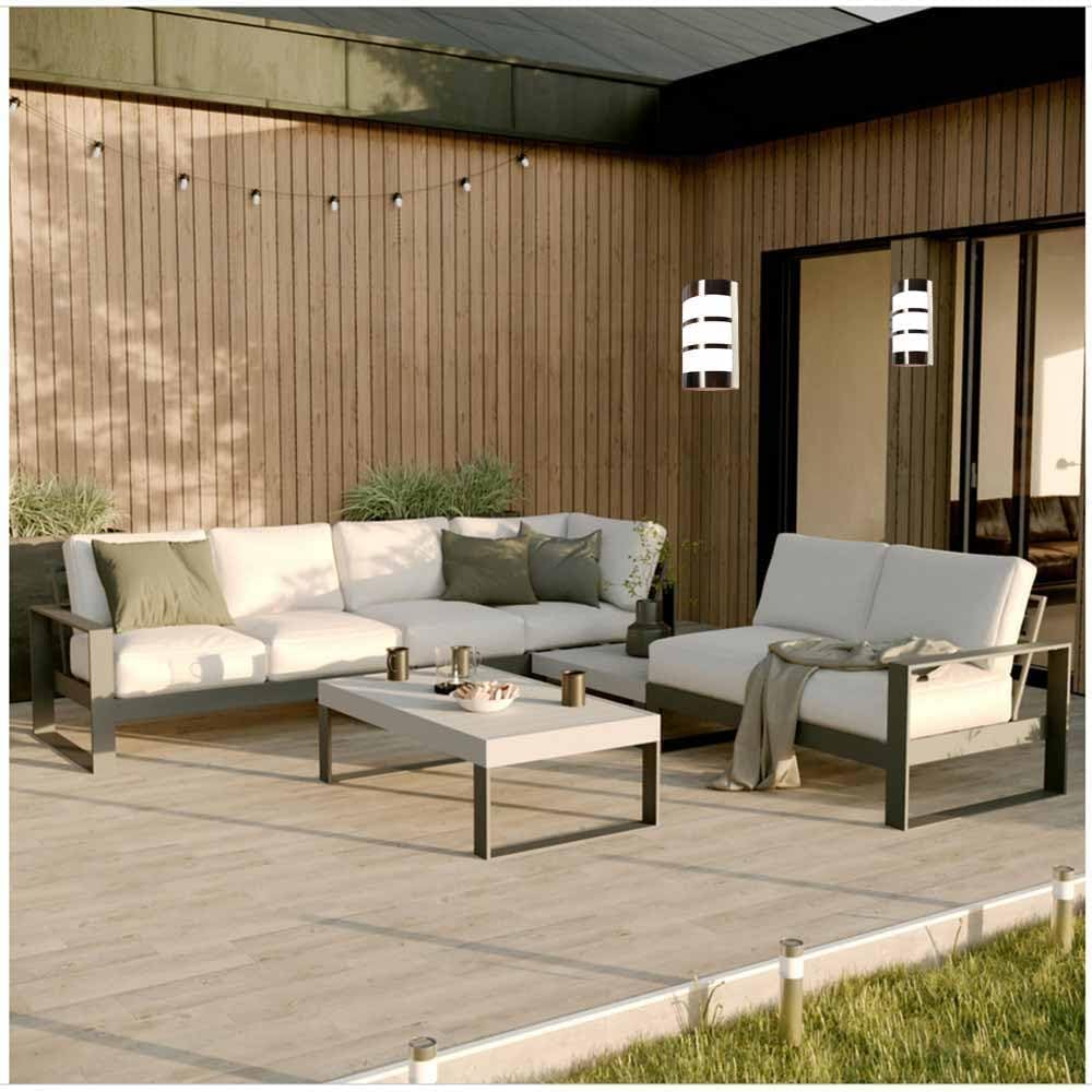 Applique da Esterno E27 IP44, Lampada da Parete Moderna in Acciaio Inossidabile e PC, Design Curvo, Attacco E27 (Lampadina non inclusa), per Facciata, Balcone e Giardino S250-A