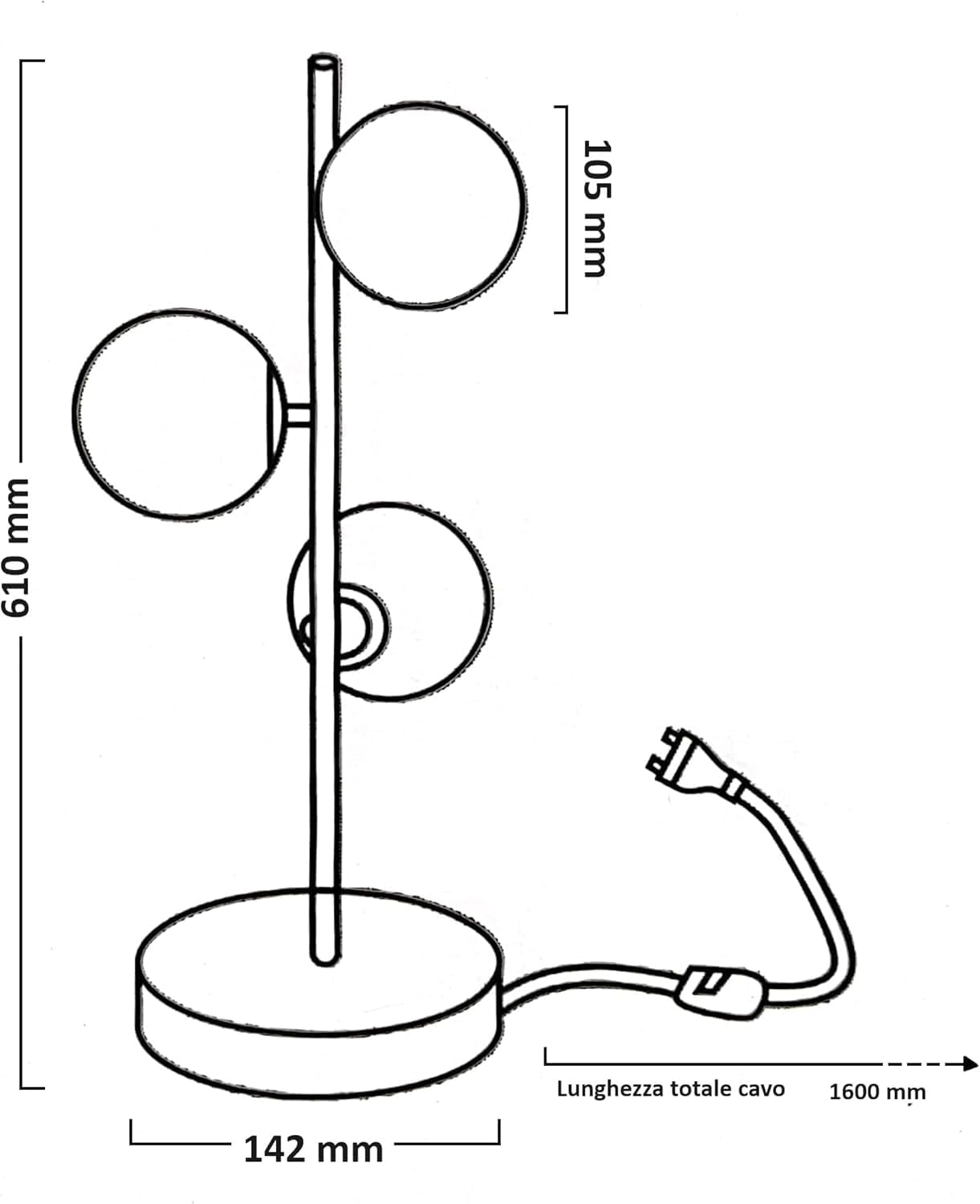 Lampada da tavolo Oro con sfere bolle bianche design moderno minimal (Lampada Tavolo 3 Sfere) D33