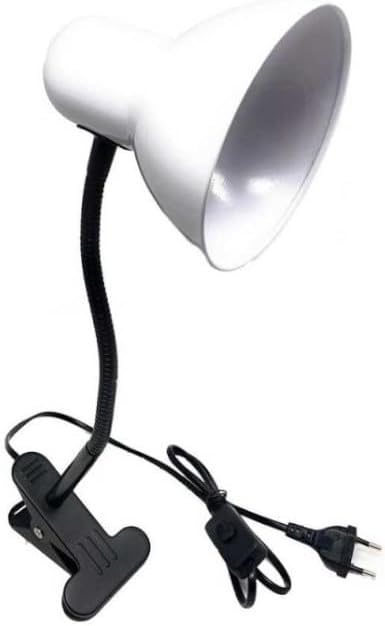 Lampada da Tavolo con Pinza – Attacco E27, Braccio Flessibile 40 cm, Metallo, Luce Direzionabile, Max 60W – Studio, Scrivania, Cameretta D21