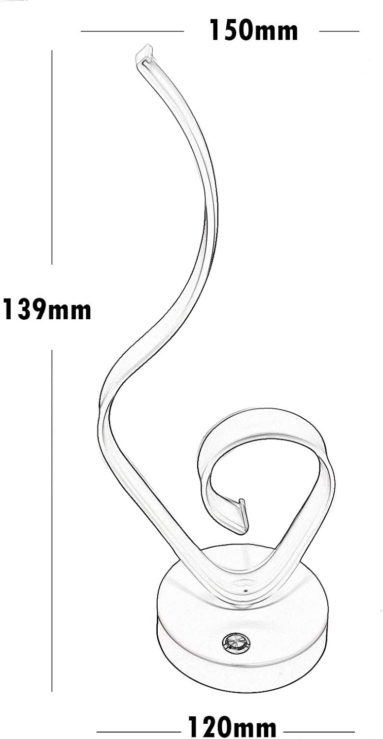 Lampada da Tavolo LED Design Moderno 9W, Luce 3000K/4000K/6500K, DC12V, Lampada Decorativa per Camera da Letto, Soggiorno, Comodino- D04