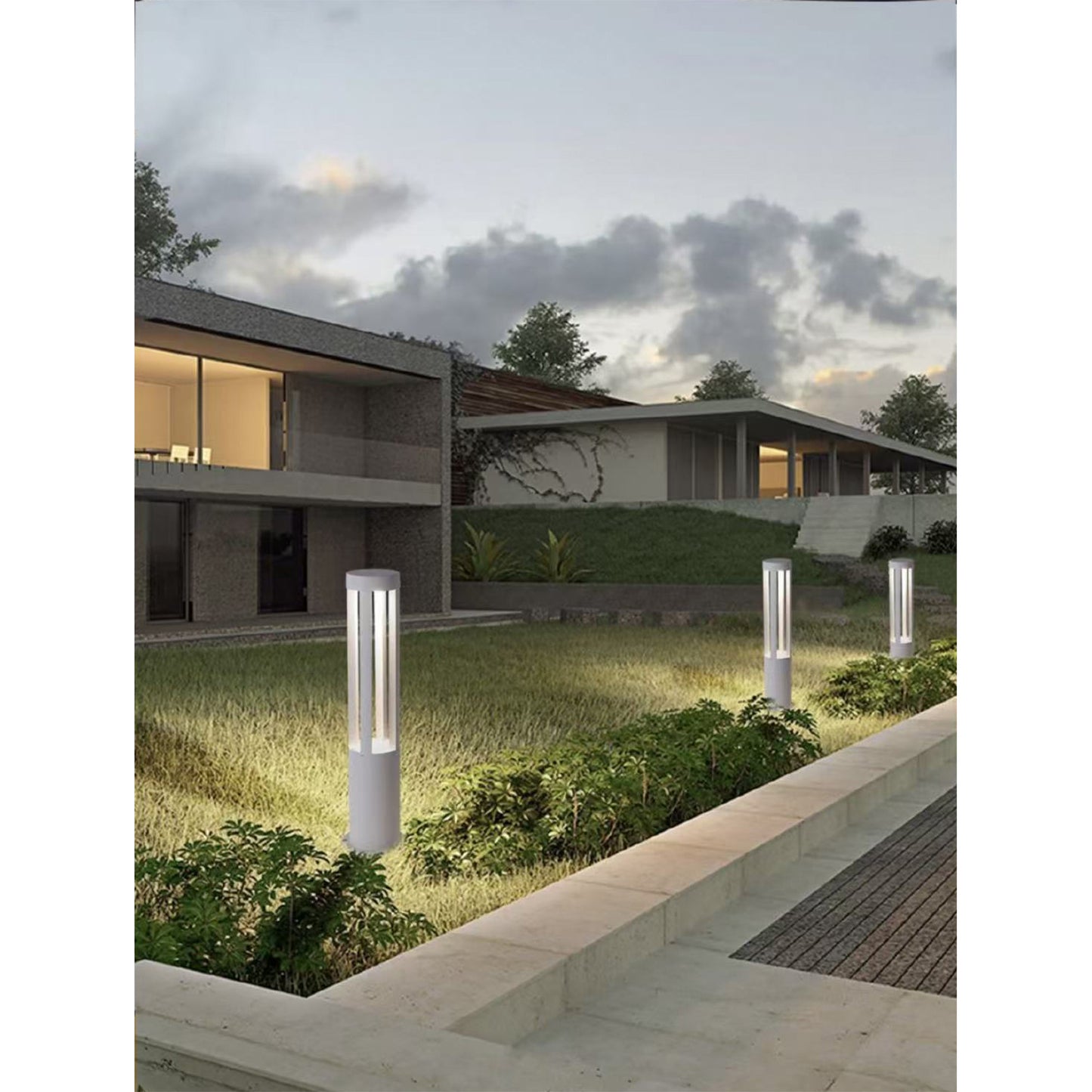 Lampada da giardino IP65 12W per esterno, bollard light in alluminio+vetro, 600lm, 3000K/4000K/6500K – Serie ES28