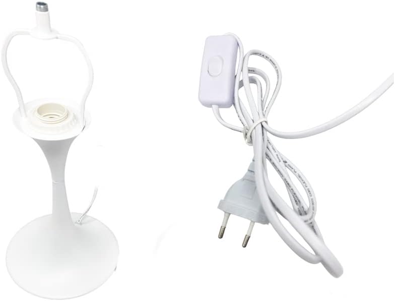 Lampada da Tavolo  E27 – Design Moderno a Fungo, Lampada da Comodino/Scrivania, Metallo e Resina, Colore Bianco, Max 60W D12-B