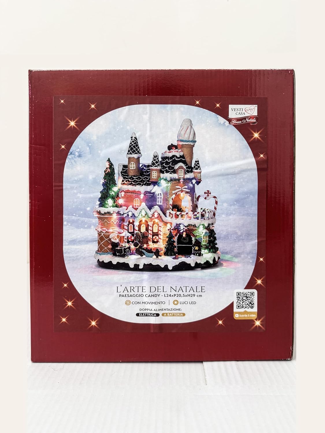 Villaggio di Natale con Luci LED Multicolore e Musica, Paesaggio Natalizio con Movimento, Casa Natalizia Decorativa a Doppia Alimentazione (Elettrica e a Batteria), 24×20.5×29 cm