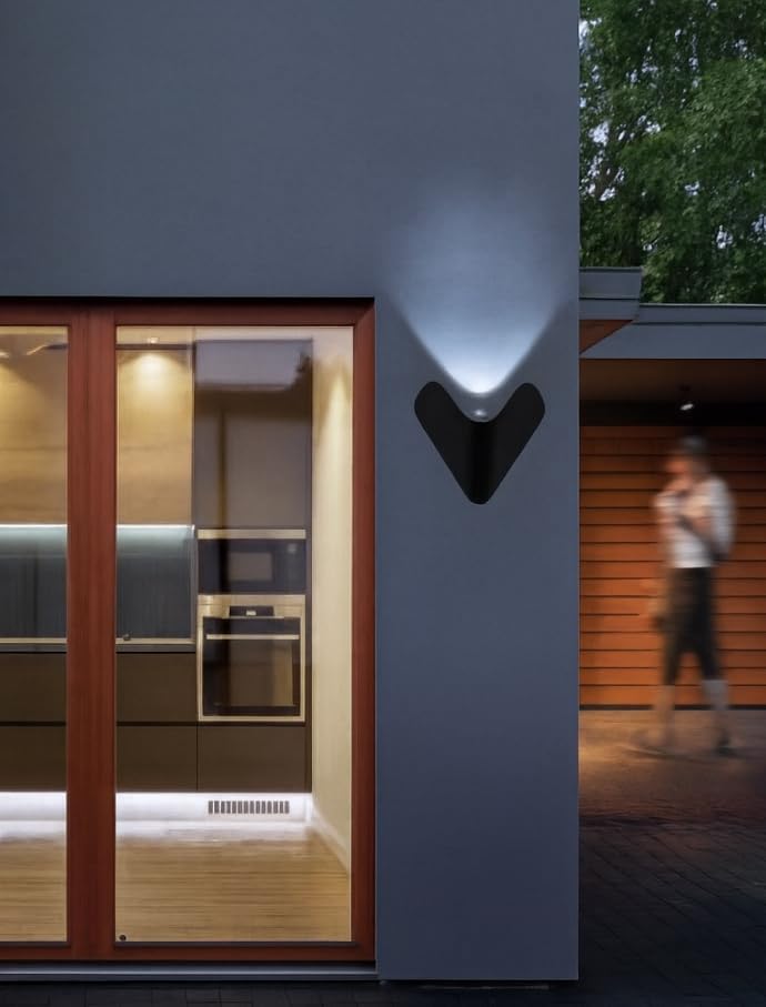 Applique da Esterno LED 12W IP65 – Lampada da Parete Impermeabile in Alluminio, Luce Decorativa su e giù, Design Moderno a Forma di V, per Facciata, Balcone e Giardino ES61