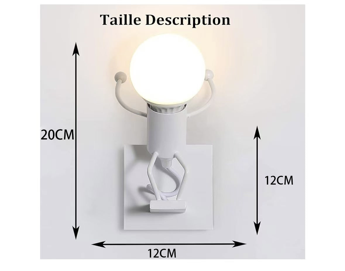 TEKHOME Applique da Muro E27 Design Moderno Metallo, Lampada da Parete con Portalampada E27, Bianco/Nero, per Soggiorno Camera da Letto AQ50