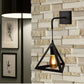 Applique da Muro E27 Ferro Battuto Design Geometrico Triangolare, 1xE27, Nero/Bianco, Vintage Industriale per Interni AQ54