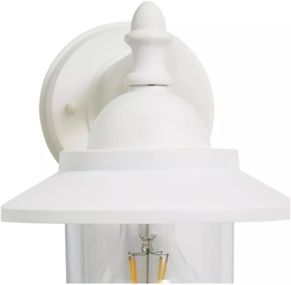 Applique da Esterno E27 IP44, Lampada da Parete Classica in Alluminio e PC, Attacco E27 (Lampadina no), Impermeabile per Facciata, Balcone e Giardino - Bianco/Grigio B247