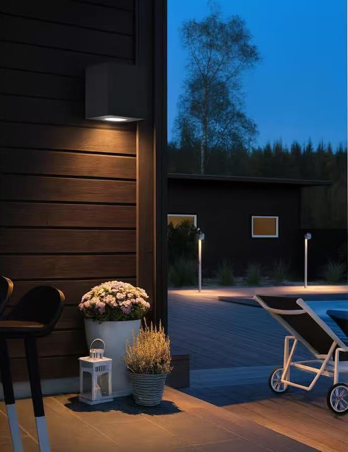 Applique da Esterno 1xGU10 IP65 – Lampada da Parete Impermeabile in Alluminio Verniciato, Design Moderno Quadrato, Senza Lampadina, per Giardino e Facciata ES54