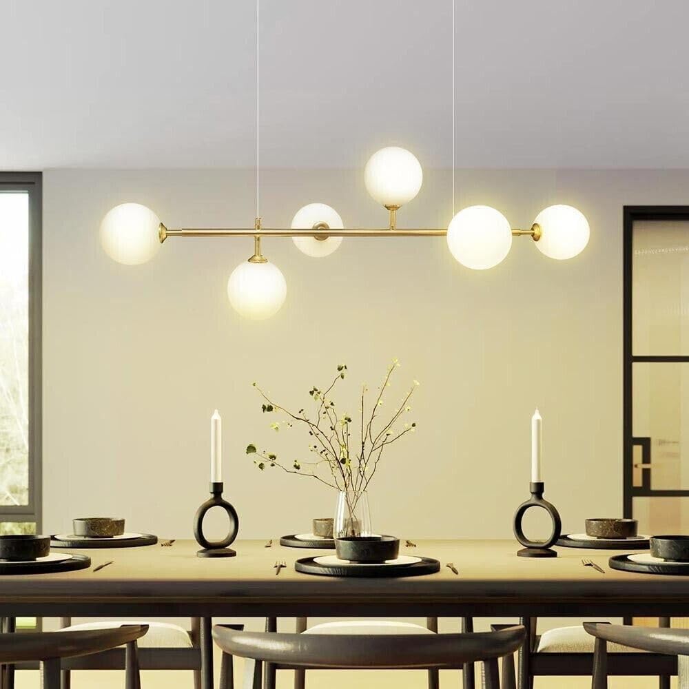 Lampadario a sospensione 6 sfere colore bianco attacco g9 moderno B88