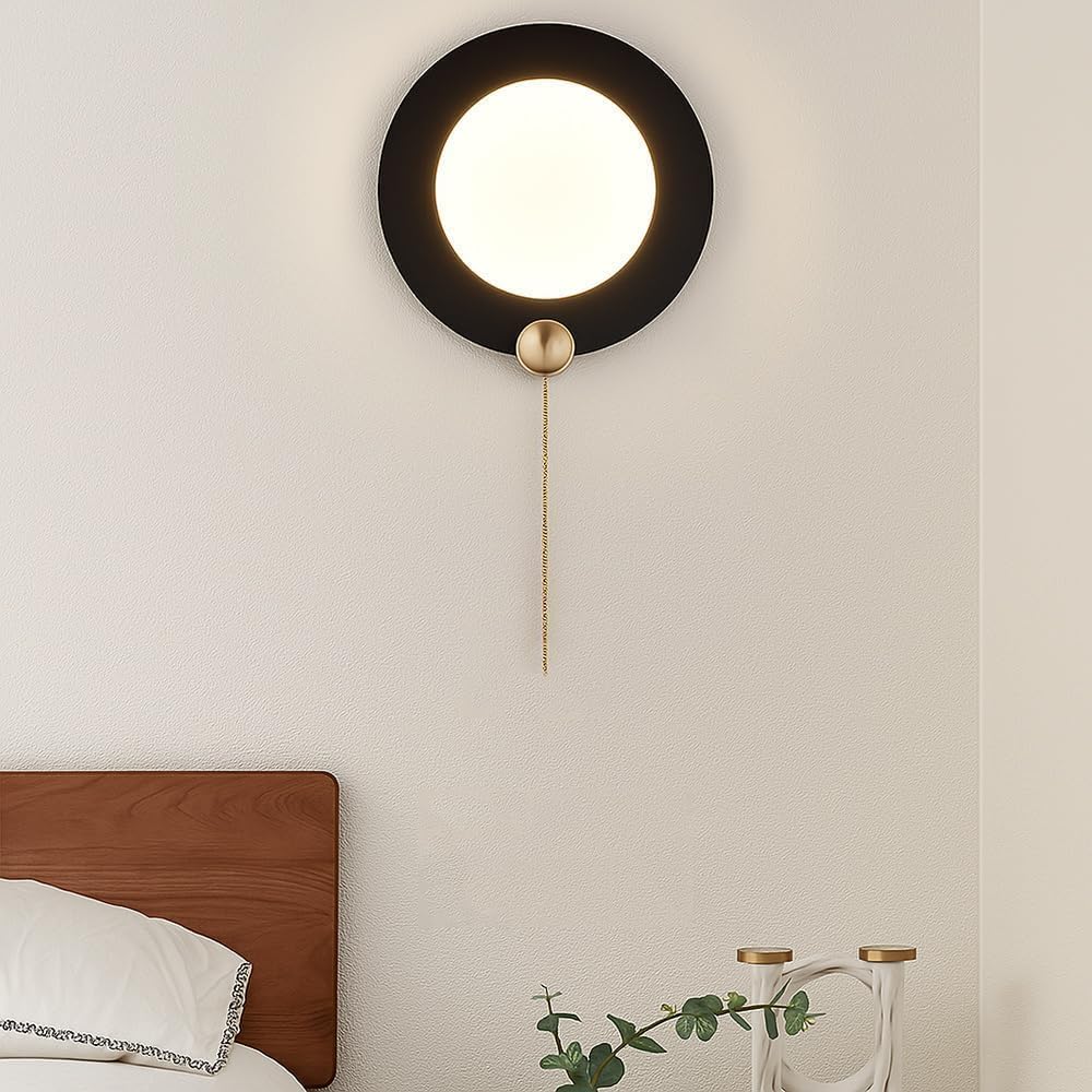 Applique da parete LED 10W con luce regolabile 3000K-6500K, design moderno rotondo in metallo e acrilico bianco-nero, lampada da muro per soggiorno, camera da letto e corridoio, IP20 AQ20-3C